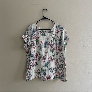 Bellaumbia Linen Floral Short Sleeve Blouse